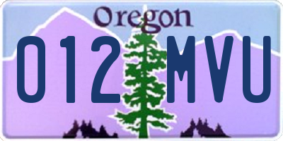 OR license plate 012MVU