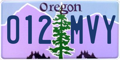 OR license plate 012MVY