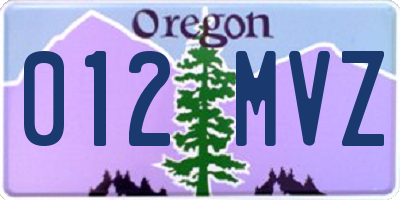 OR license plate 012MVZ