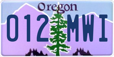 OR license plate 012MWI