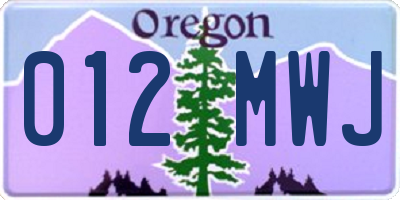 OR license plate 012MWJ