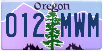 OR license plate 012MWM