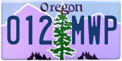 OR license plate 012MWP