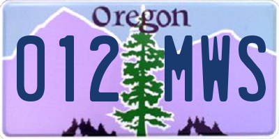 OR license plate 012MWS