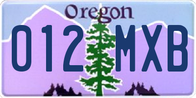 OR license plate 012MXB