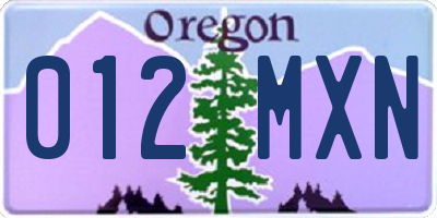 OR license plate 012MXN