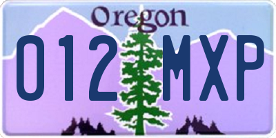 OR license plate 012MXP
