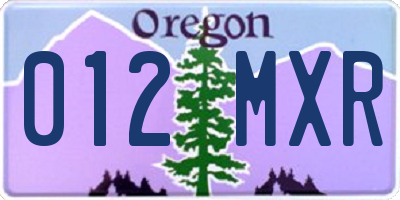 OR license plate 012MXR