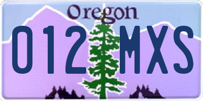OR license plate 012MXS