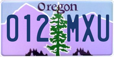 OR license plate 012MXU