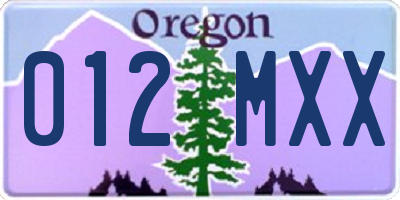 OR license plate 012MXX