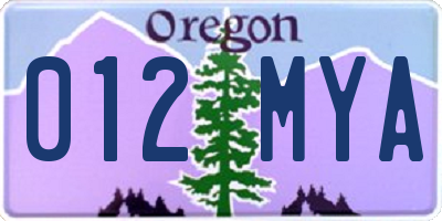 OR license plate 012MYA