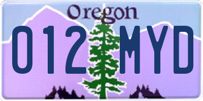 OR license plate 012MYD