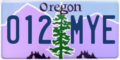 OR license plate 012MYE