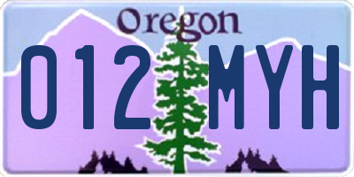 OR license plate 012MYH