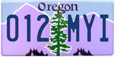 OR license plate 012MYI