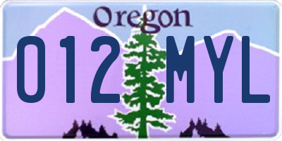 OR license plate 012MYL