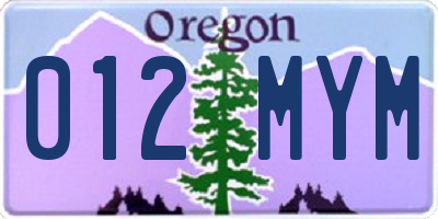 OR license plate 012MYM