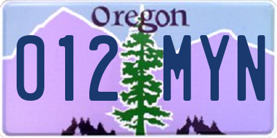 OR license plate 012MYN