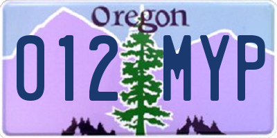 OR license plate 012MYP