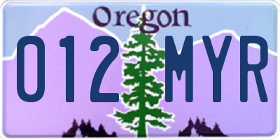 OR license plate 012MYR