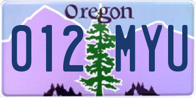 OR license plate 012MYU