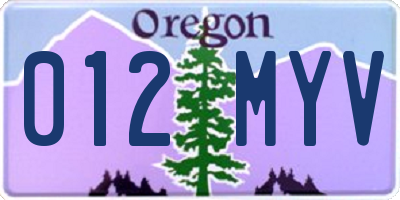 OR license plate 012MYV