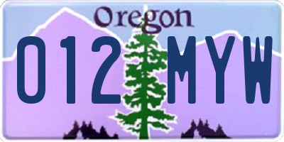 OR license plate 012MYW
