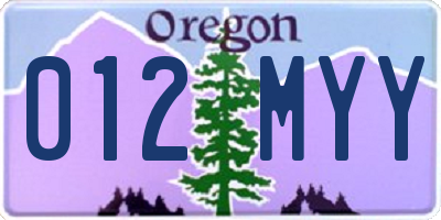 OR license plate 012MYY