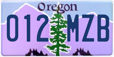 OR license plate 012MZB
