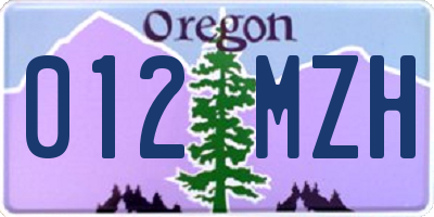 OR license plate 012MZH
