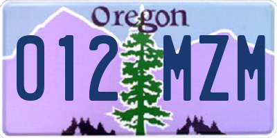 OR license plate 012MZM