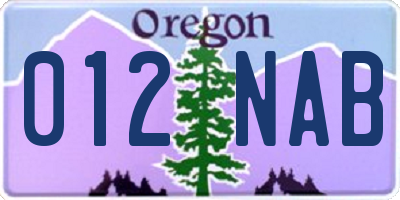 OR license plate 012NAB