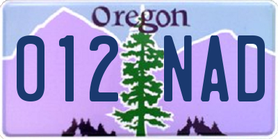 OR license plate 012NAD