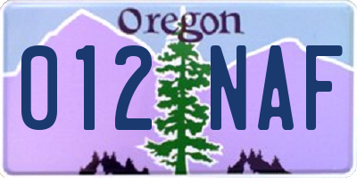 OR license plate 012NAF