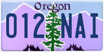 OR license plate 012NAI