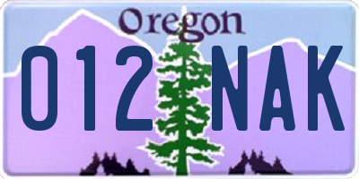 OR license plate 012NAK