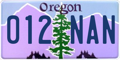 OR license plate 012NAN