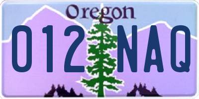 OR license plate 012NAQ