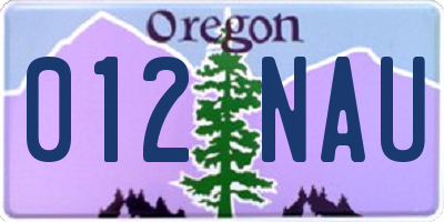 OR license plate 012NAU