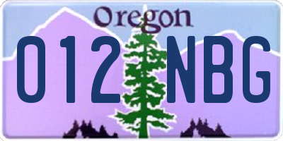 OR license plate 012NBG