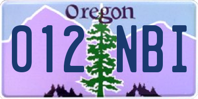 OR license plate 012NBI