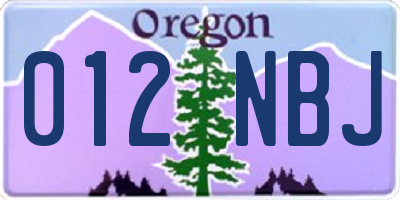 OR license plate 012NBJ