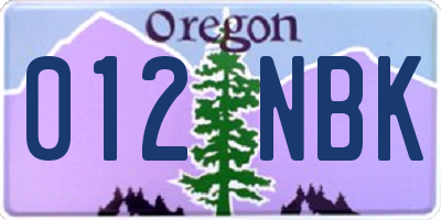 OR license plate 012NBK