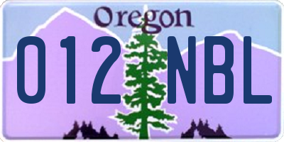 OR license plate 012NBL