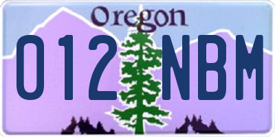 OR license plate 012NBM