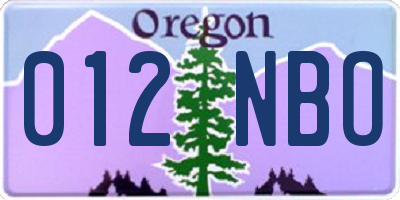 OR license plate 012NBO