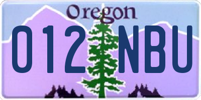 OR license plate 012NBU