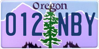 OR license plate 012NBY