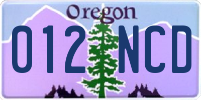 OR license plate 012NCD